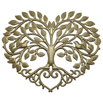 Decoración Árbol de la Vida en Forma de Corazón, Obra de Arte Colgante de Pared de Metal, Placa de Pared Decorativa Escultura de Arte - Decoración Te Amo