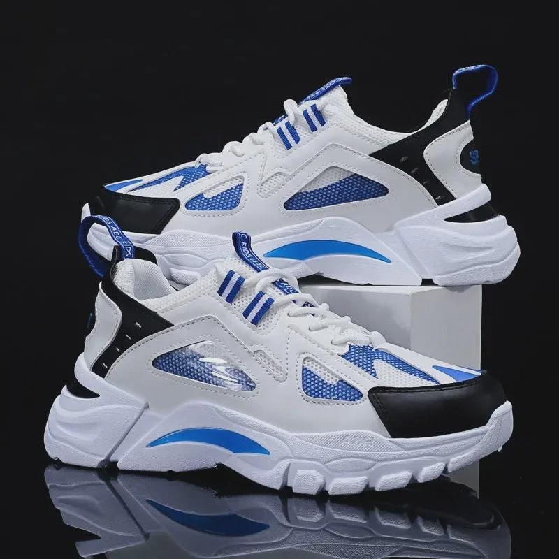 Men's 2024 Korean Style Lightweight Breathable Mesh Casual Dad Shoes for Students and Running
