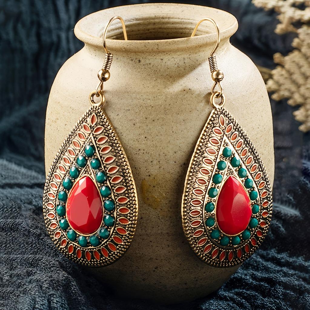 12 Pairs Boho Vintage Style Earrings Set Dainty Chic Colorful Geometric Dangle Drop Earrings for Women Zircon Gifts