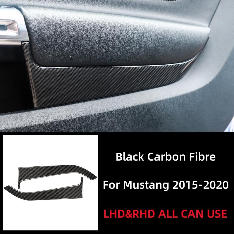 For Ford Mustang GT 2015- Car Accessories Carbon Fiber Interior Car Front Door Panel Trim Stickers Decals Decoration Cover