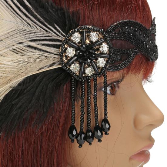 Hairhoop Tassel Design Bridal Headwear Feather Feather Rhinestone Headband for Women