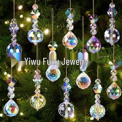 12-Piece Multicolor Crystal Ball Ornaments for Christmas Tree, Party, Wedding, and Home Decor.