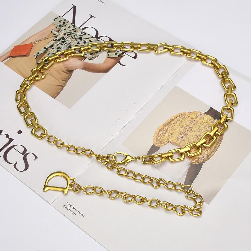 Xiaoxiang Style High-End Dress With Waist Belt And Women'S Decoration 2024 New Fashion Metal Waist Chain Accessory Design Sense