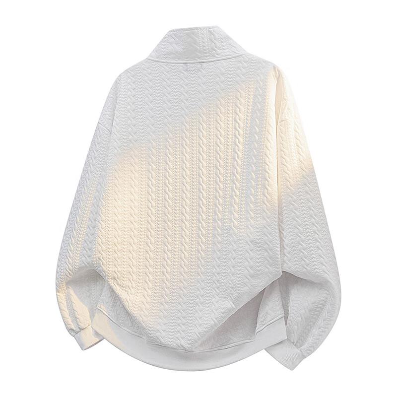 Wassup Sohot Men's Polo Collar Long Sleeve Textured Sweatshirt