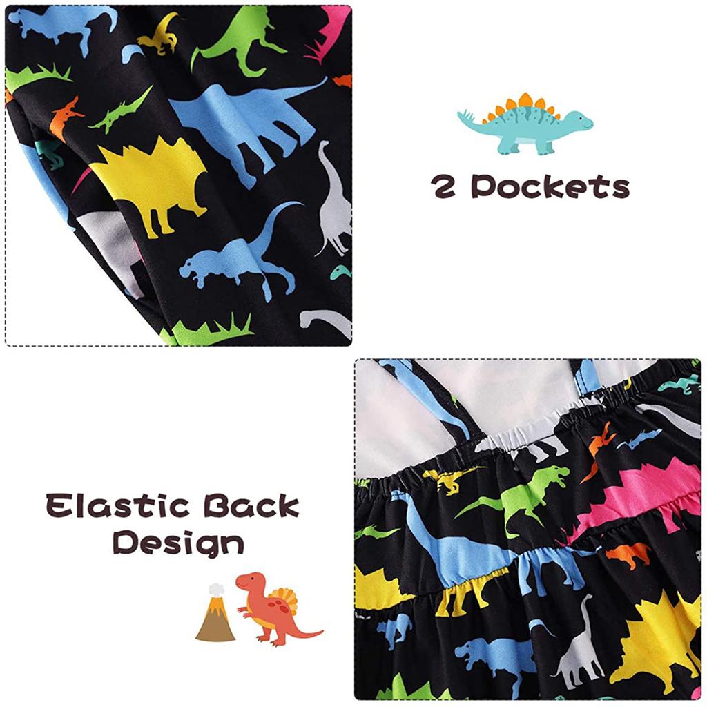 Toddler Girls Baby Kids Jumpsuit  Dinosaur Strap Romper Summer Outfits