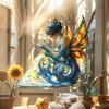 Sonnenfänger Acryl Buntglas-Effekt Schmetterling/Libelle/Fee Ornament Fensterhänger Dekor Feiertagsgeschenk für Frauen Mama Oma
