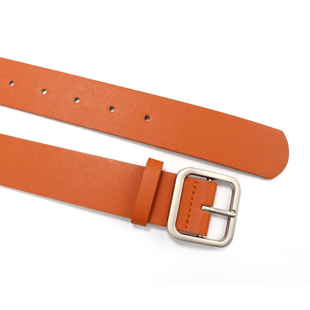 Pu Belt Women'S Simple Jeans With Square Button Head Student Popular Retro Women'S Belt