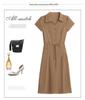 Elegant Plus-Size Short Sleeve Red Dress for Women - Waist-Slimming and Tummy-Covering Design for Middle-Aged and Elderly Ladies