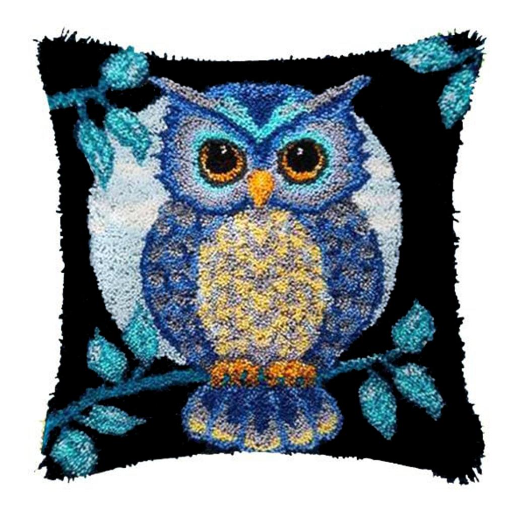 Cat Series Latch Hook Kit Mats Cushion Pillow Diy Crafts Needlework Button Package Cushion Embroidery Latch Hook Rug Carpet 43X43cm
