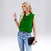 Women’s Summer Sleeveless Blouse with Bow Tie Neckline Unique Lightweight Casual Top for Office or Daily Wear