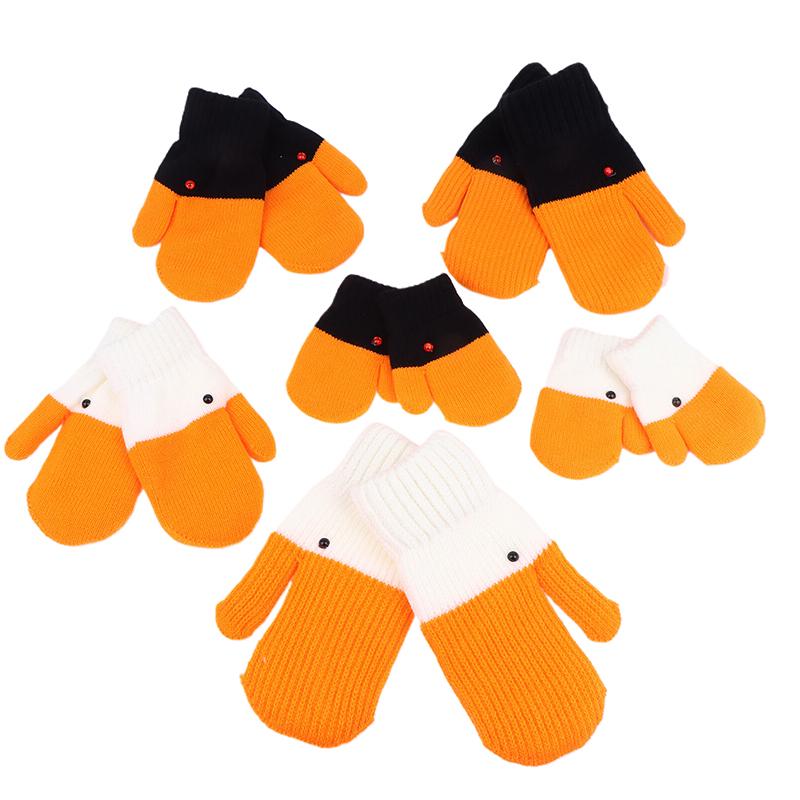 1Pair Cute Funny Goose Knitted Gloves For Women Winter Fleece-Lined Thickened Double-Layer Warm Coldproof Gloves