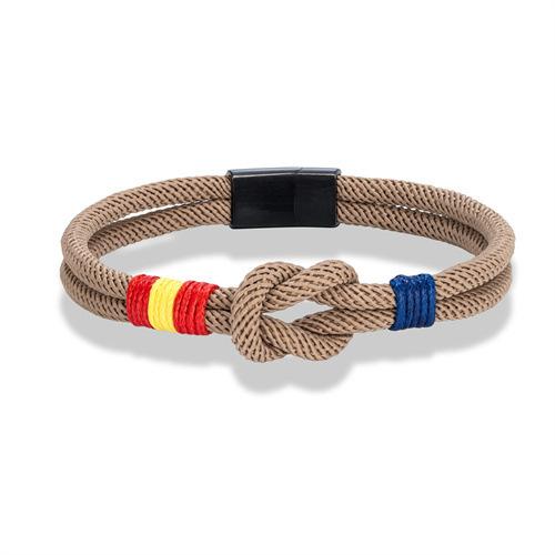 

2026 Magnetic Buckle Spanish Flag Bracelet Men s and Women s Couple Concentric Knot Milan Rope Flag Hand 23cm хакі