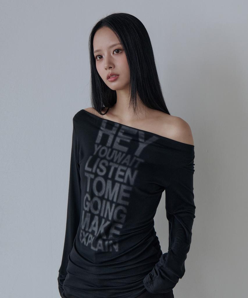 5OML Hey Off-Shoulder Long Sleeve (Black)