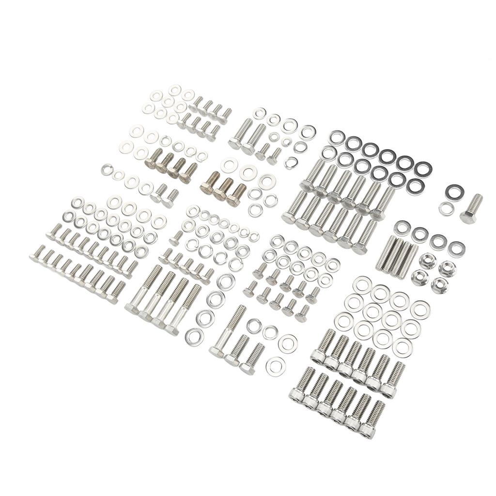 211pcs Engine Hex Bolt Kit Stainless Steel Long Lasting for SMALL BLOCK 265 283 305 327 350 400