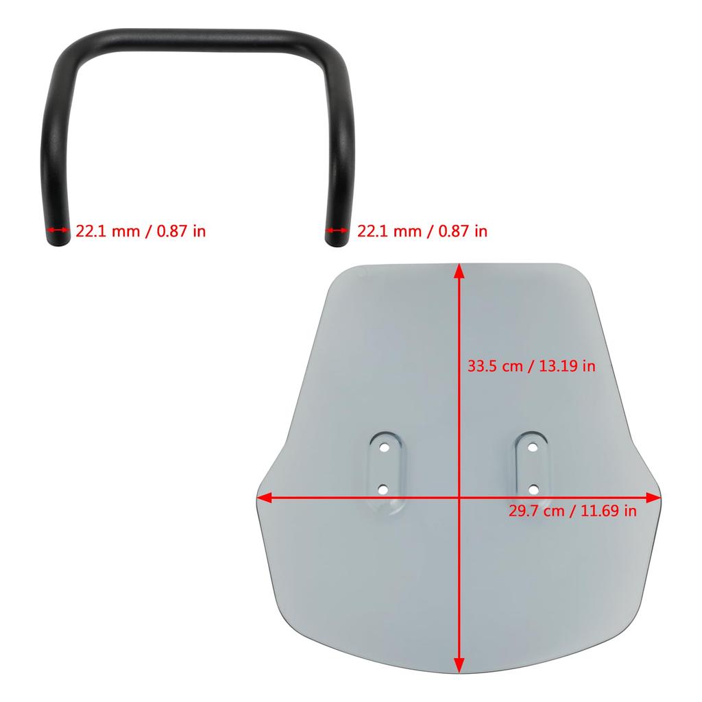 VIPIH Windshield Motorcycle Hunter Cub Screen Applicable for Honda Hunter Cub CT125 Rigid Feel Upside Down Reversible Motorcycle Screen Mount Bar