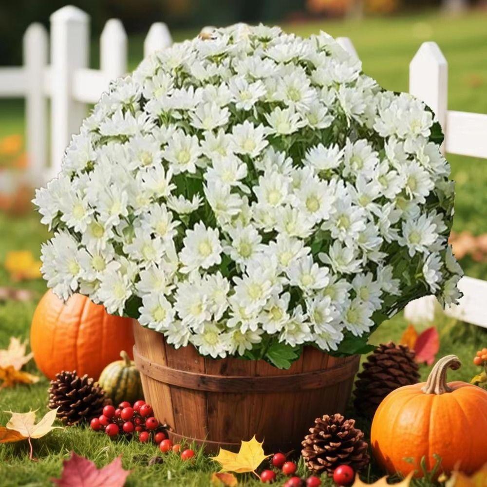 5 Bundle UV Resistant Artificial Chrysanthemums Outdoor Fake Blooms  DIY Flower Arrangement