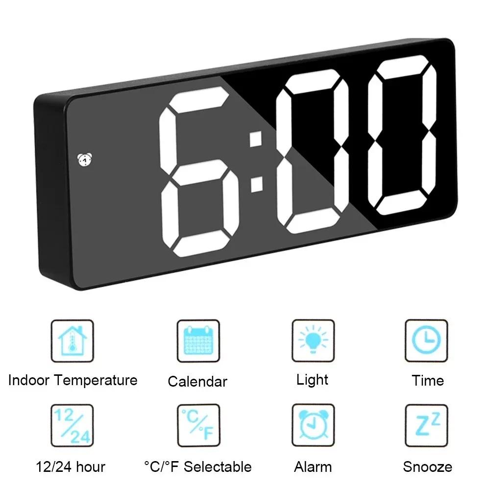 Led, Despertador, Relógio, Digital, Infantil, Eletrônico, Curvo, Tela, Espelho, Temperatura, Relógio, Quarto, Decoração, Eletrônicos