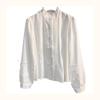 Women's White Lace Patchwork Stand-Up Collar Lantern Sleeve Blouse - Stylish Autumn 2025 Inner Wear