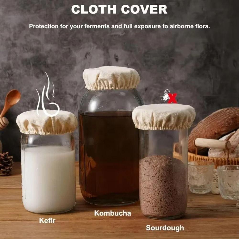 10Pcs Reusable Sourdough Starter Jar Covers Breathable Dust Cover Fabric Lids Kitchen Storage