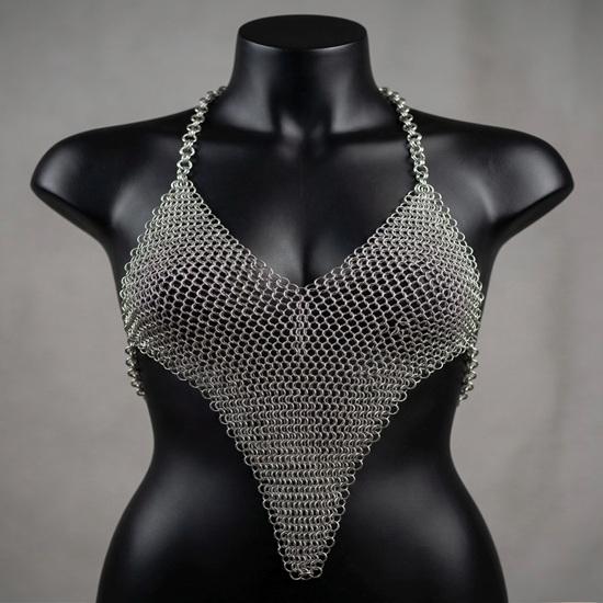 Chainmail Bikini Top, Metal Mesh Armor Lingerie, Medieval Style Body Jewelry, Festival Outfit
