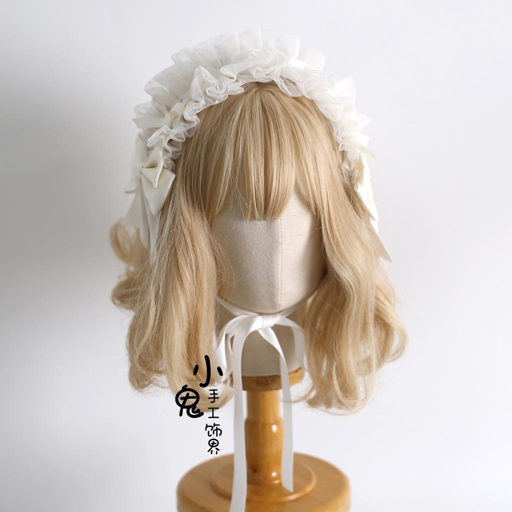 Original Multi-color Lamp Shadow Lolita Headband Small Ribbon Lace Bow Silk Satin Ballet Headband Hair Accessories for Women