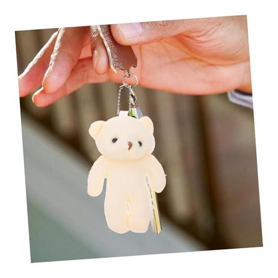 EXCEART Mini Bear Plush Small Bears 10pcs Mini Animal Decorations Bear Hanging Ornament Keychain for Kids Small Cloth Cute Handmade Beige
