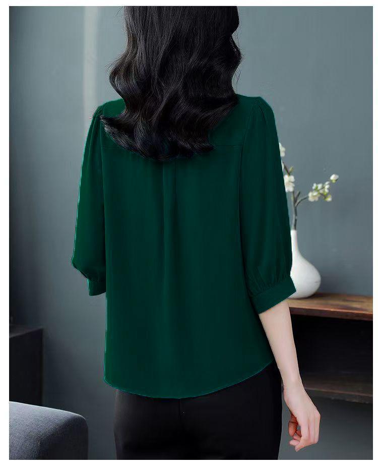 Elegantes Damenhemd mit Siebenarm und Unifarbe - Sommer/Herbst Locker sitzendes Oberteil Mamas Kollektion