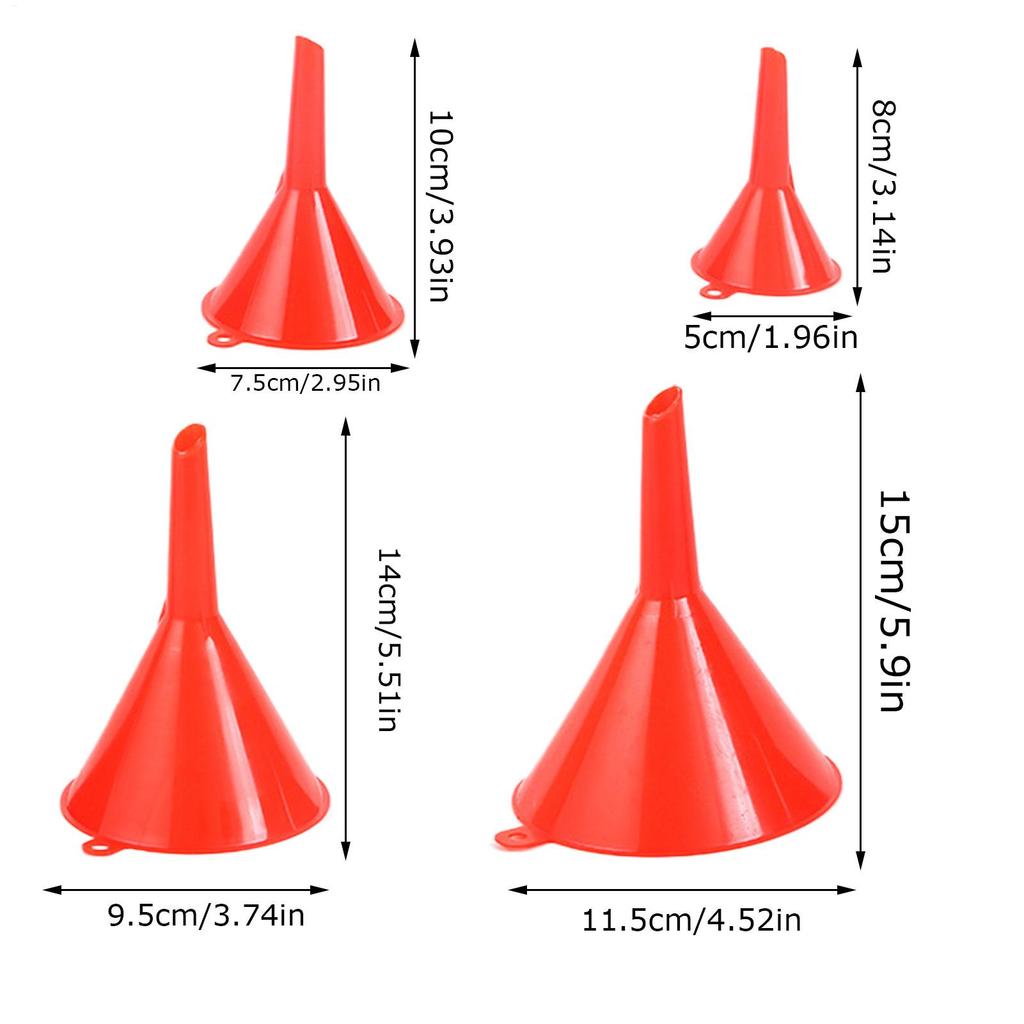 4pcs Plastic Kitchen Funnel Set for Filling Bottles Durable Multifunctional Oil Funnels for Filling Canning Cooking Lab Car