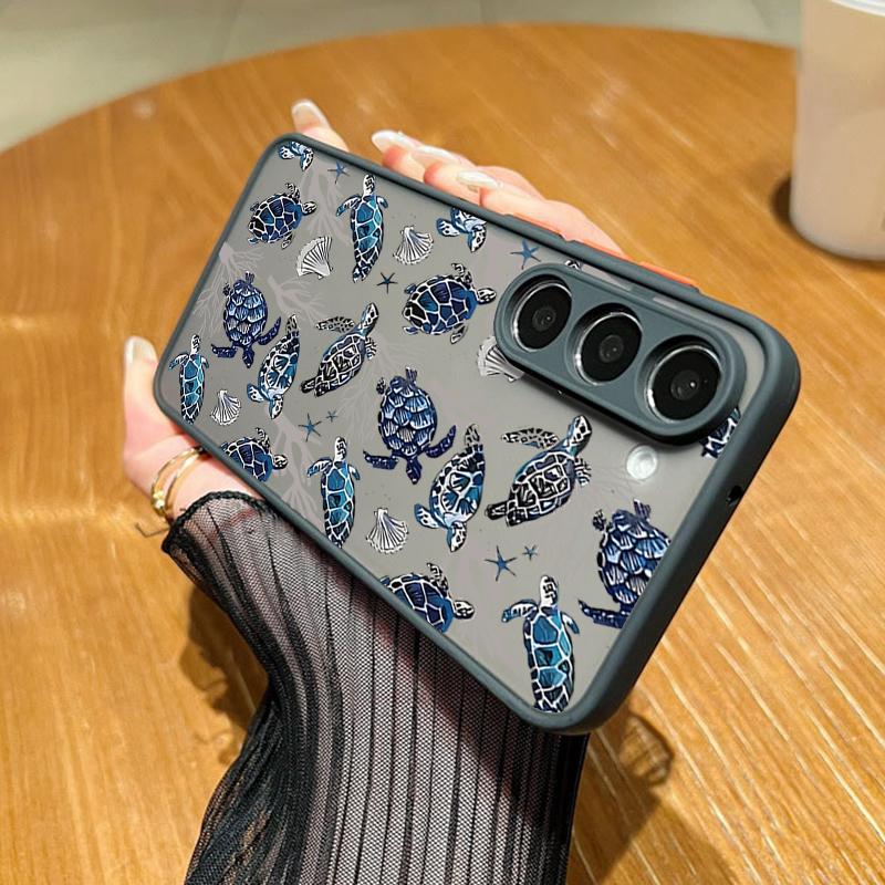 Wzorzyste etui na telefon ze zwierzętami oceanicznymi dla Samsunga S25 S24 Fe S22 Plus Ultra S23 S21 A56 A36 A55 A16 A54 A35 A52 A25 A15 A14 5g A32 4g Matowe twarde etui