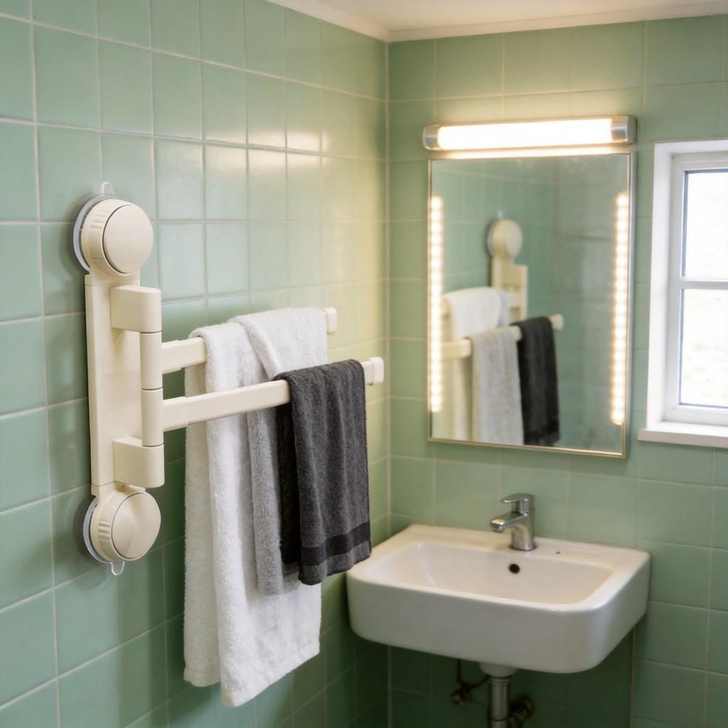 Modern Minimalist Plastic Rotating Towel Rack With Suction Cups For Bathroom Organization