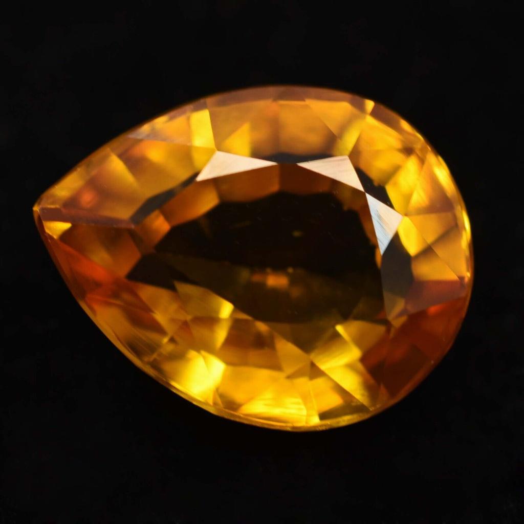 NATURAL Ceylon Sapphire 9.50 Ct Yellow Pear Shape CERTIFIED Loose Gemstone Y-147365696