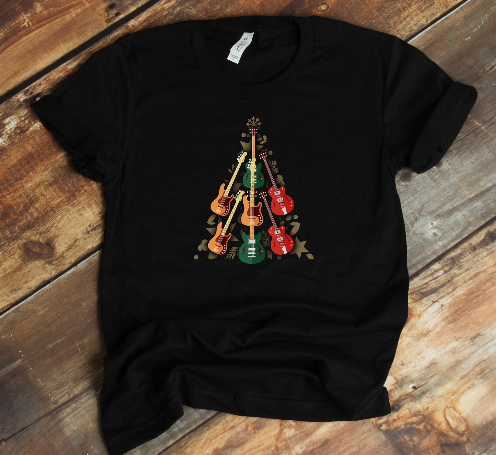 Christmas T-Shirt - Guitarist Xmas Tree Guitar Player Funny Christmas Pajama 4XL