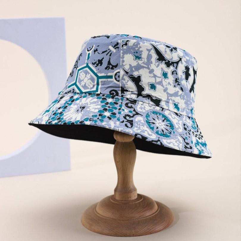 Double-Sided Hat Female Bohemian Print Bucket Hat Outdoor Outing Visor Retro Basin Hat Tide