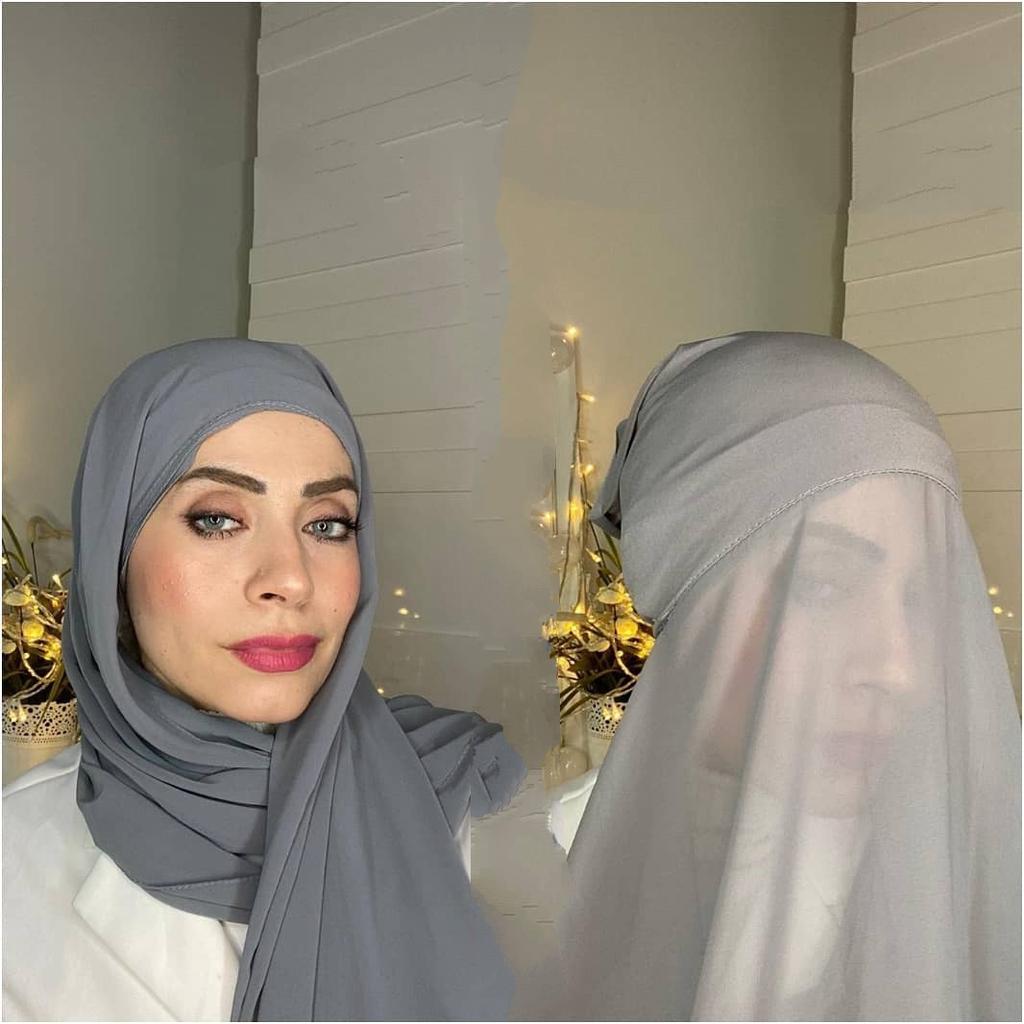 Fashion Chiffon Instant Scarf With Adjustable Inner Caps Set For Woman Muslim Scarf Hijab Lady Headband Wrap Easy To Wear Shawl
