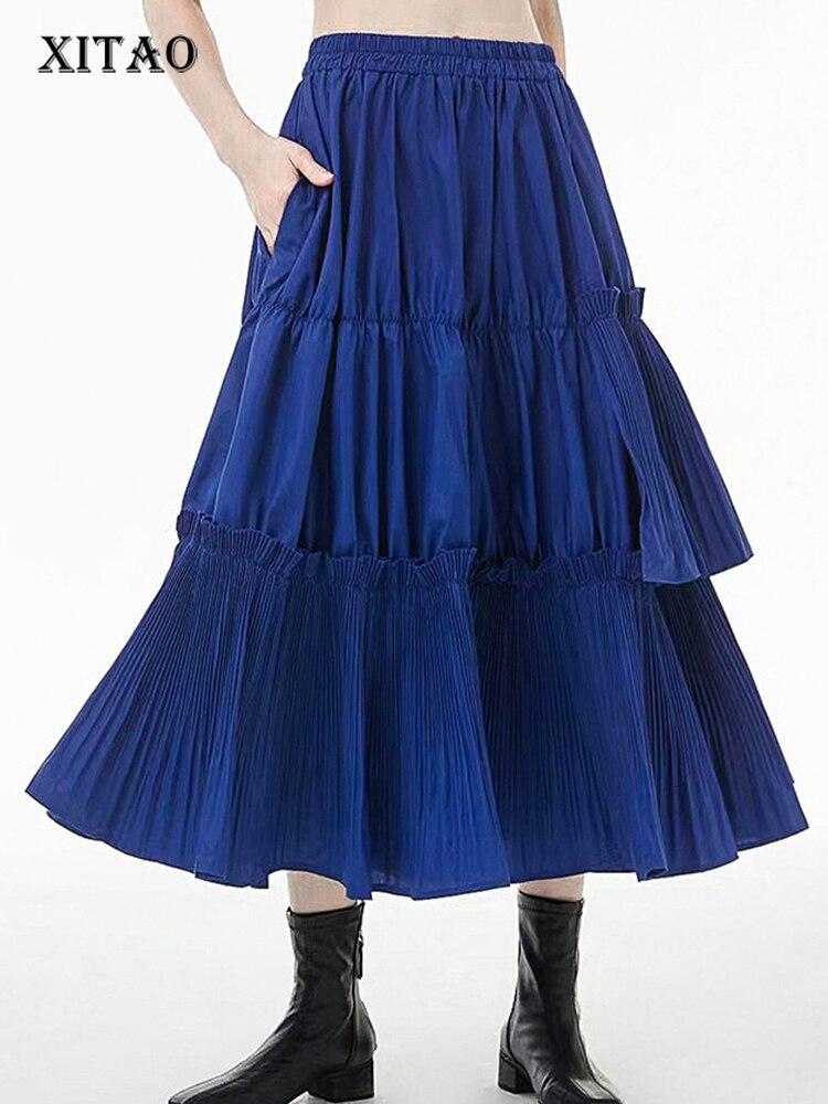 

XITAO Твердая асимметричная юбка Женщины Личность Мода Свободная юбка WLD6989