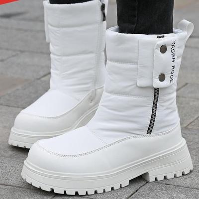 Women's Winter Thickened Padded Waterproof Comfortable Warm Anti Cold Lightweight Hiking Waterproof Non-slip Thick Sole Mid-calf Snow Boots