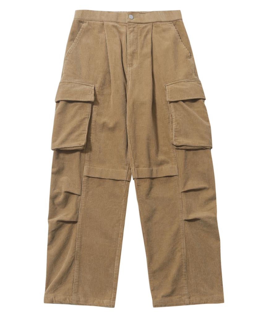 AOTT Corduroy Cargo Elastic Pants Beige