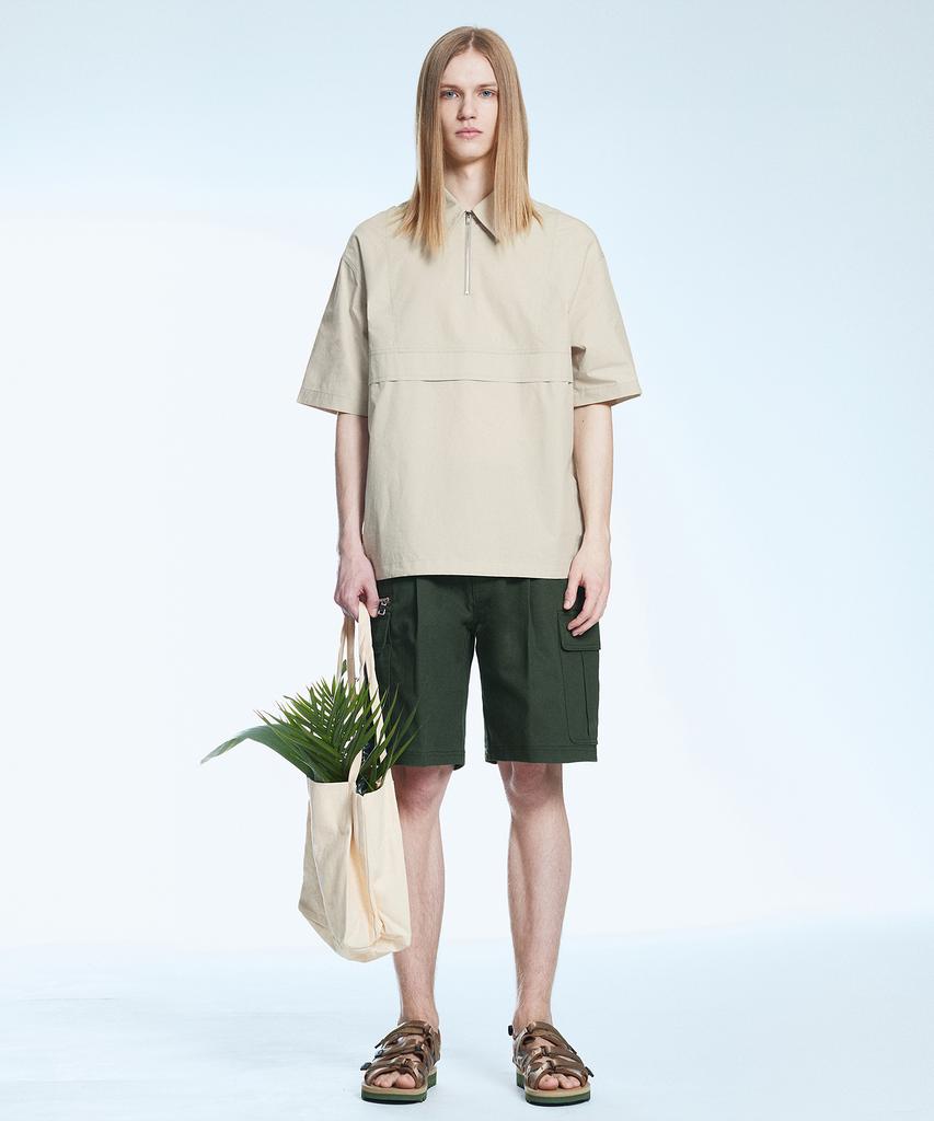 Sekeonmonollogeu Multi-Pocket Cotton Cargo Shorts Khaki Sept002Khaki