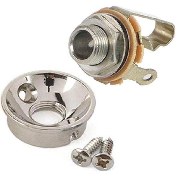 

Электророзетка Джек-пластина для Telecasters - Отделка полированный никель + Моно джек Switchcraft J11