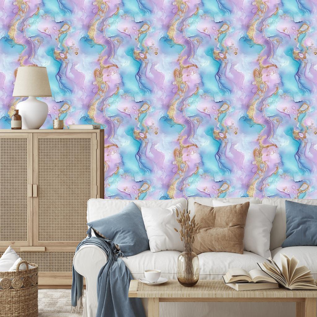 Ink blue, azure, lavender and celadon wallpaper 50x1000