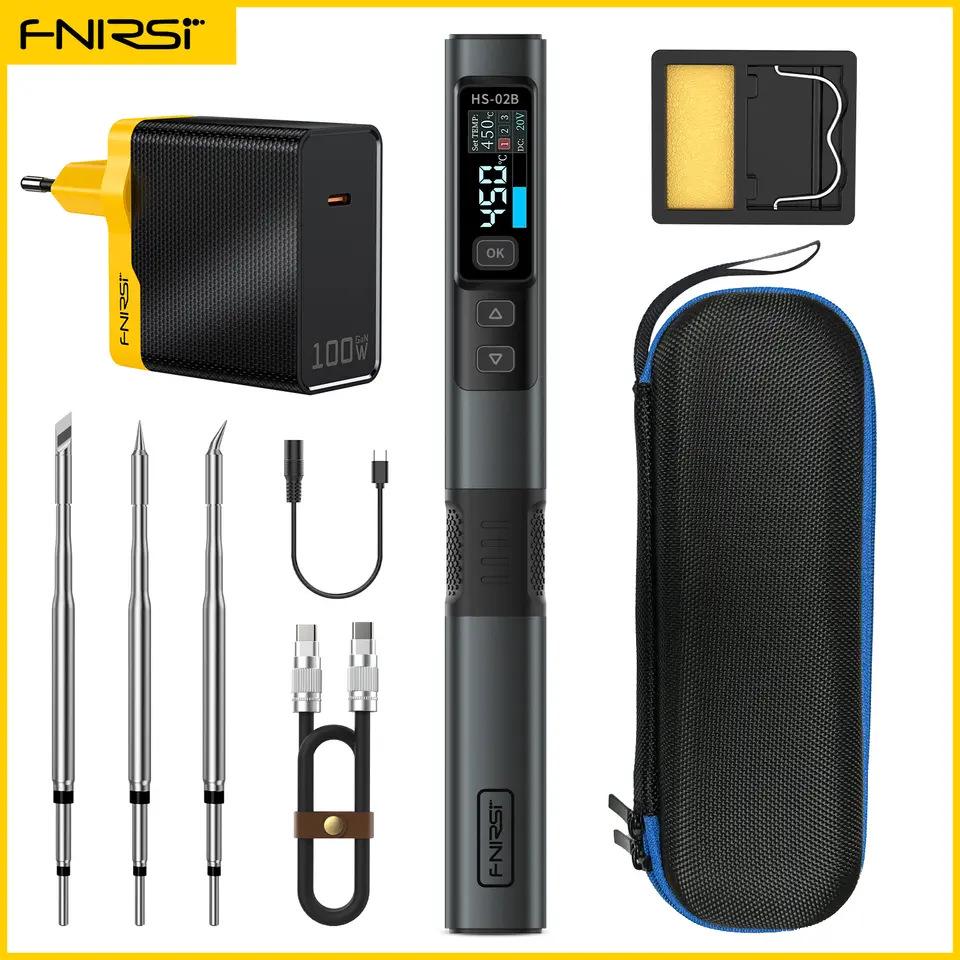 FNIRSI HS-02 100W Smart Electric Soldering Iron - Portable Constant Temperature Pen for Household Repair/Welding.
