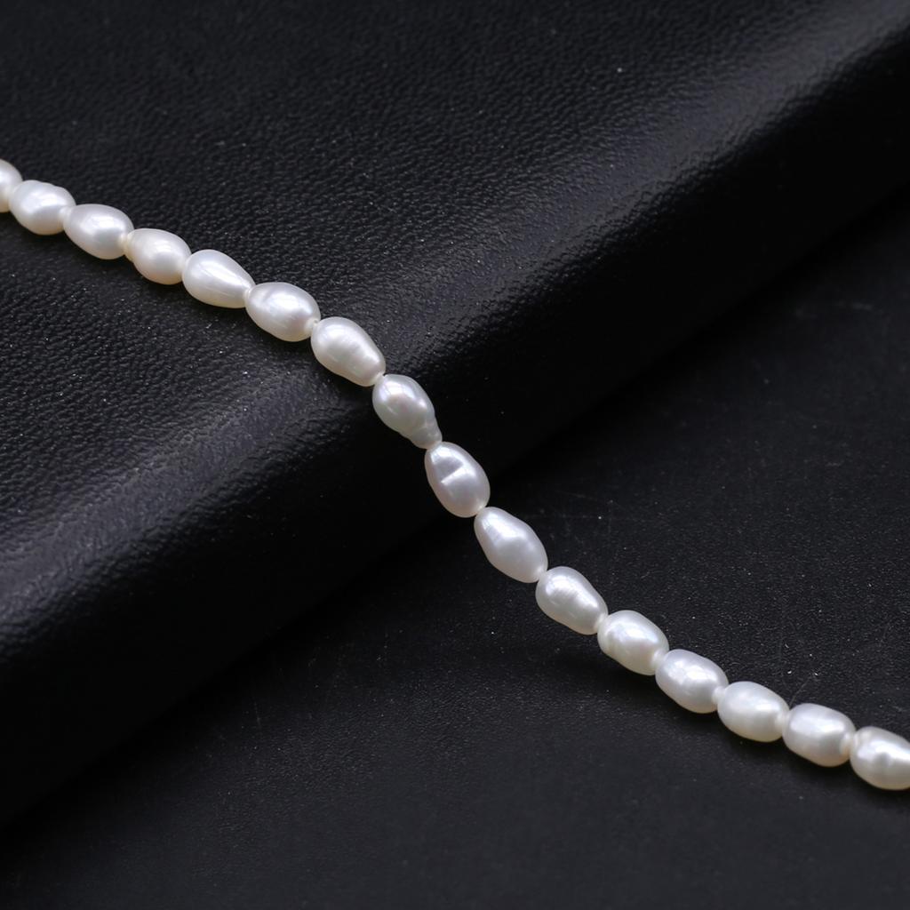 1String, Luxury Natural Freshwater Pearls, 3-4mm, White Rice-Shaped Pearl Beads for Jewelry Making DIY Crafts, Wedding Gift for Women, 36cm