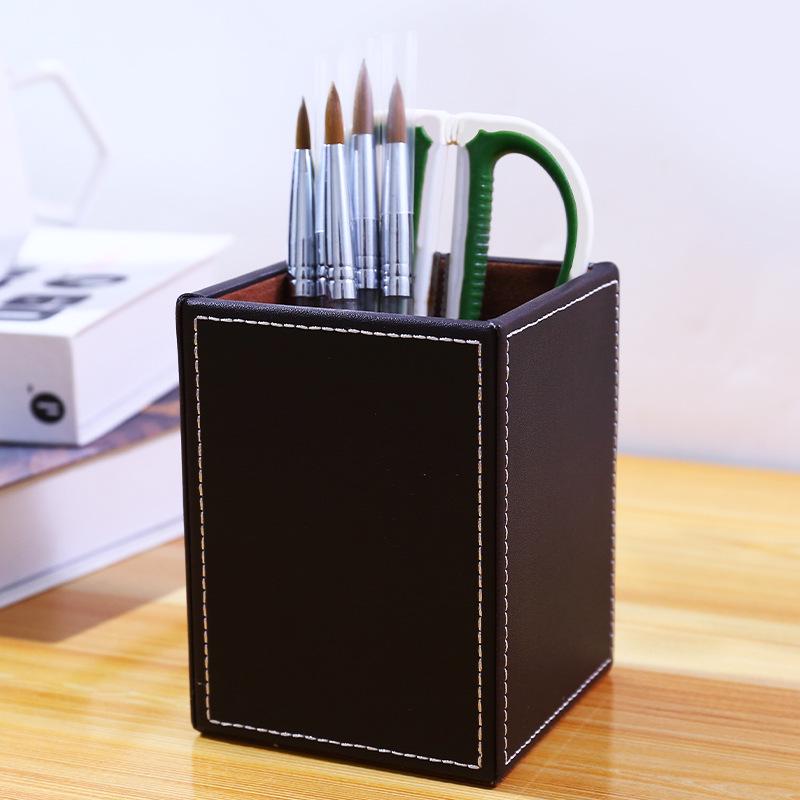 Multifunctional PU Leather Pen Holder and Desk Organizer
