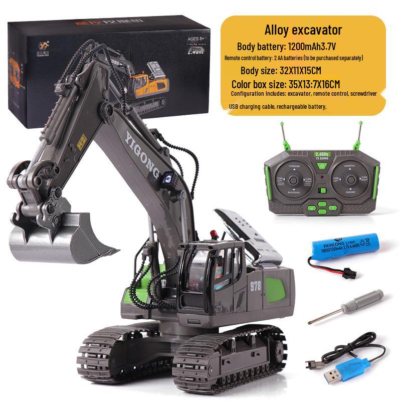 2.4G Remote Control Excavator & Bulldozer Toy - Alloy Construction Vehicle for Kids