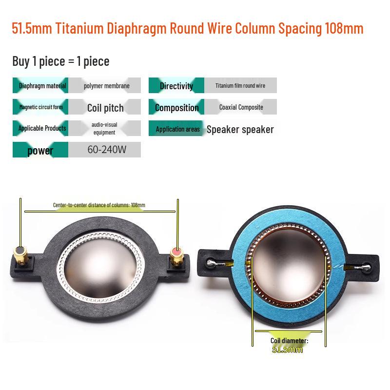 25-51 Core Tweeter Voice Coil Diaphragm Round Flat Wire with Pillar Speaker Repair Parts