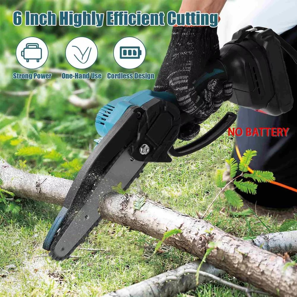 6-inch Cordless Mini Chainsaw 18V Handheld Electric Tree Trimming Saw Rechargeable Gardening Tool for Pruning and Landscaping