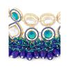 Blue Green Stones Cluster Beads Diamonds Choker Necklace & Earring Set For Women