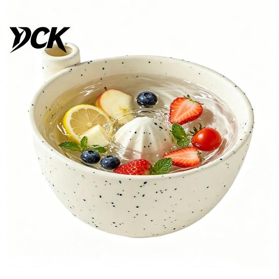 Keukengadget voor het Schoonmaken van Fruit Bessen Swirl Afgietbakje met Siliconen Pad, Keramisch Retro Oven Handmatige Citroenpers Tool Gebakken Zeef, Compact