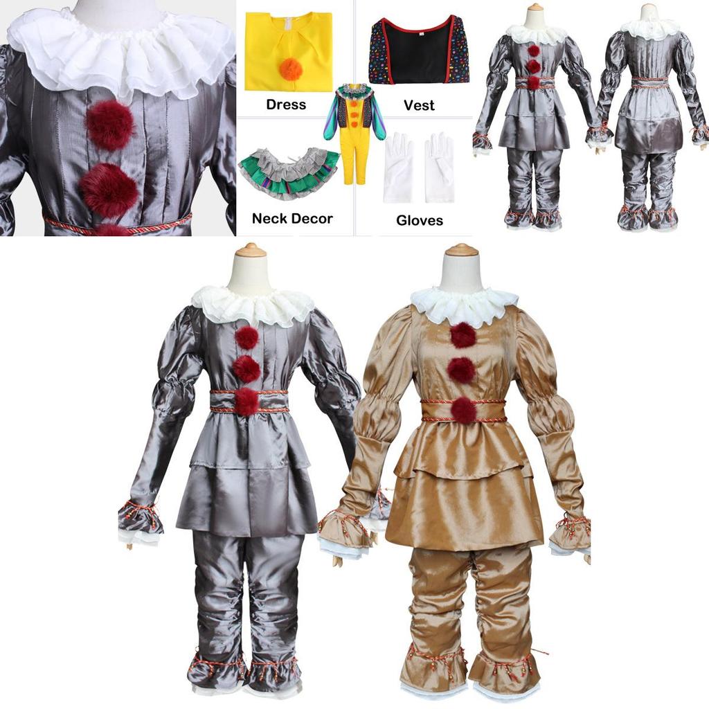 Authentic Pennywise Cosplay Costume For Kids Stephen King's It Clown Suit For Halloween Party