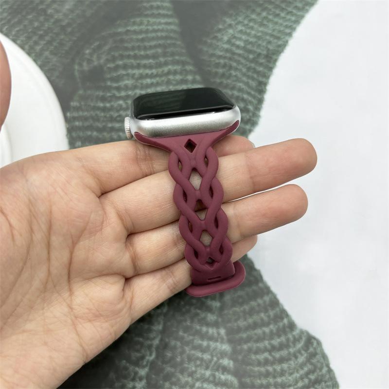 For Applewatch10 Apple Watch with iwatch9876SE Hollow Breathable Twist Silicone Sports